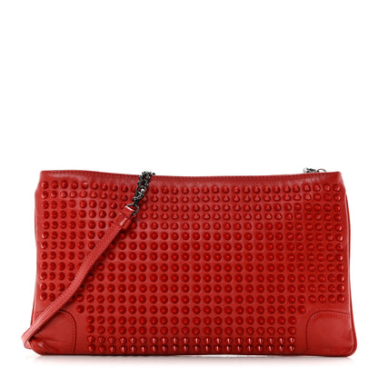Christian Louboutin Calfskin Studded Loubiposh Clutch Red 1 of 15