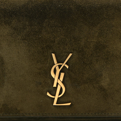 Saint Laurent Suede Monogram Phone Holder Crossbody Loden Green 8 of 14