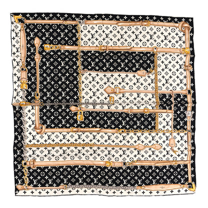 Louis Vuitton Silk Monogram Confidential Square Scarf Black 1 of 3