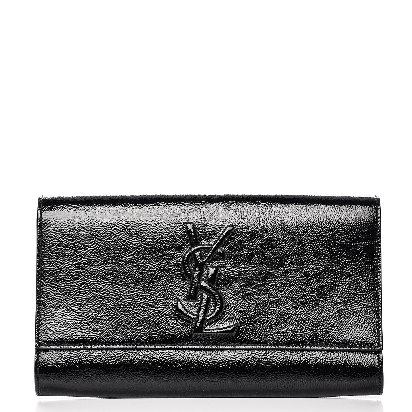 Textured Patent Monogram Large Belle De Jour Clutch Black