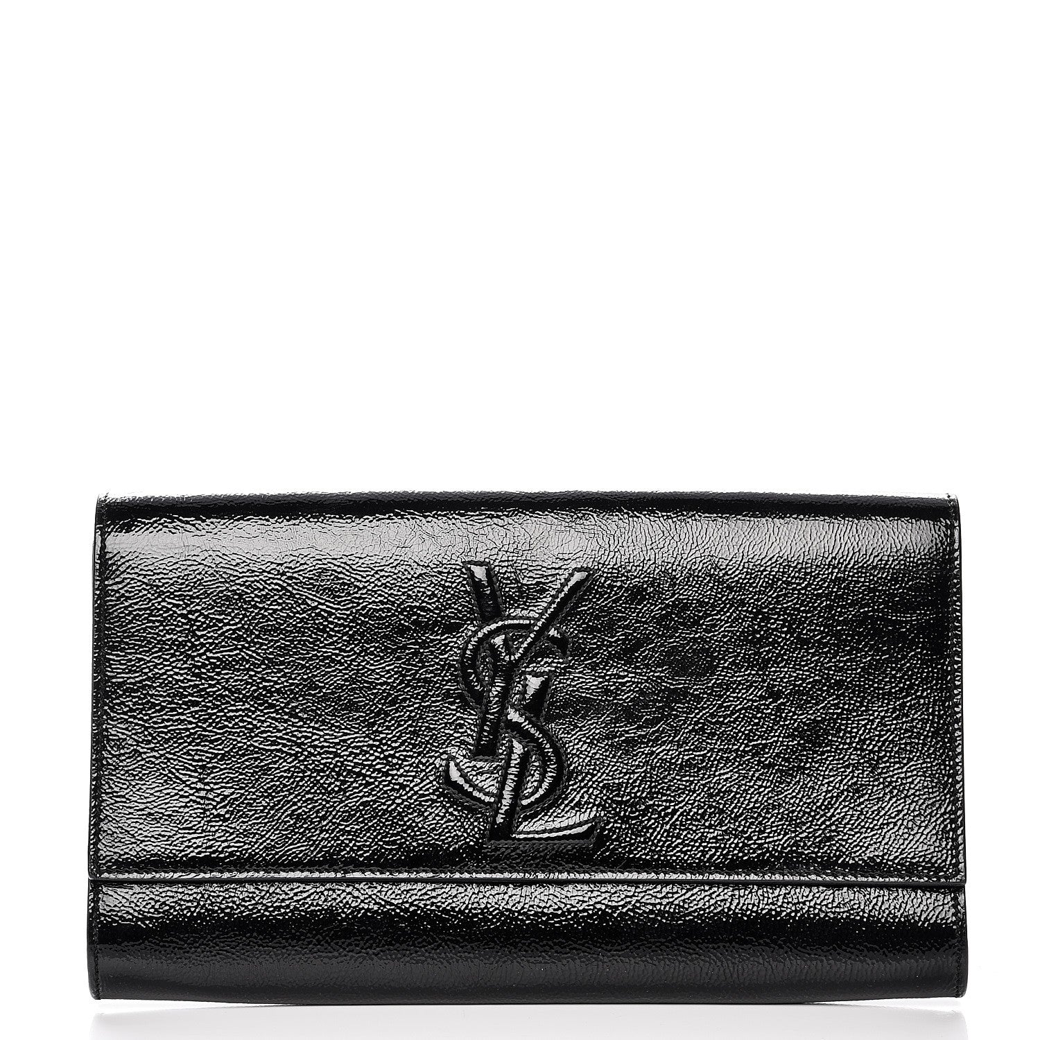 Saint Laurent Textured Patent Monogram Large Belle De Jour Clutch Black 1 of 6