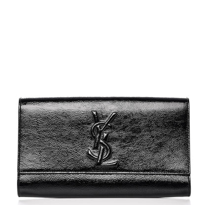Saint Laurent Textured Patent Monogram Large Belle De Jour Clutch Black 1 of 6