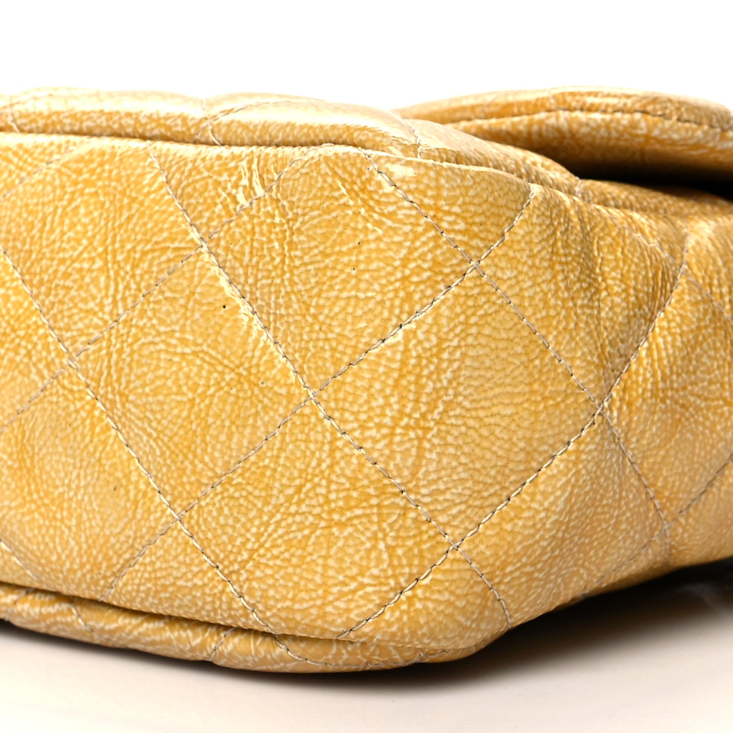 Chanel Crinkled Patent Quilted Jumbo Single Flap Light Beige 10 of 13