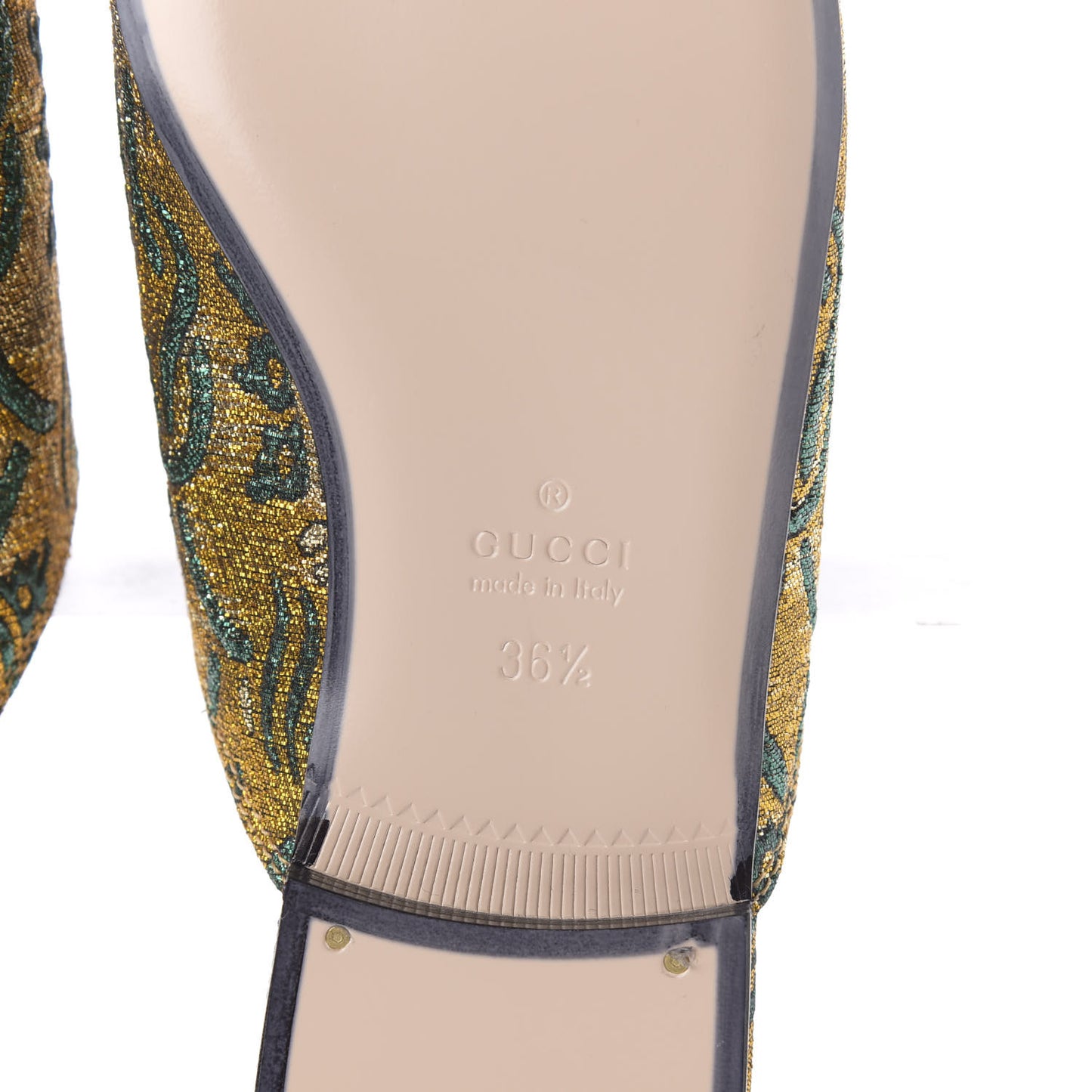Iridescent Brocade Womens Princetown Slippers 36.5 Gold Multicolor