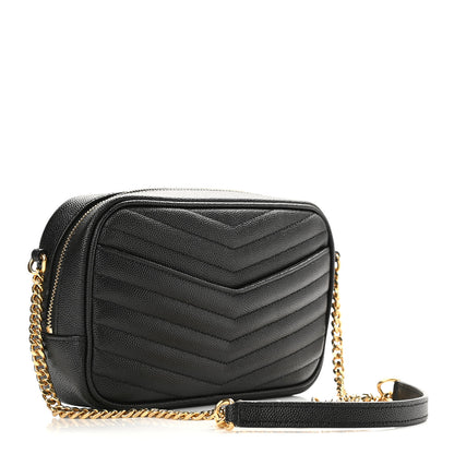 Saint Laurent Grain De Poudre Matelasse Monogram Mini Lou Camera Bag Black 3 of 8