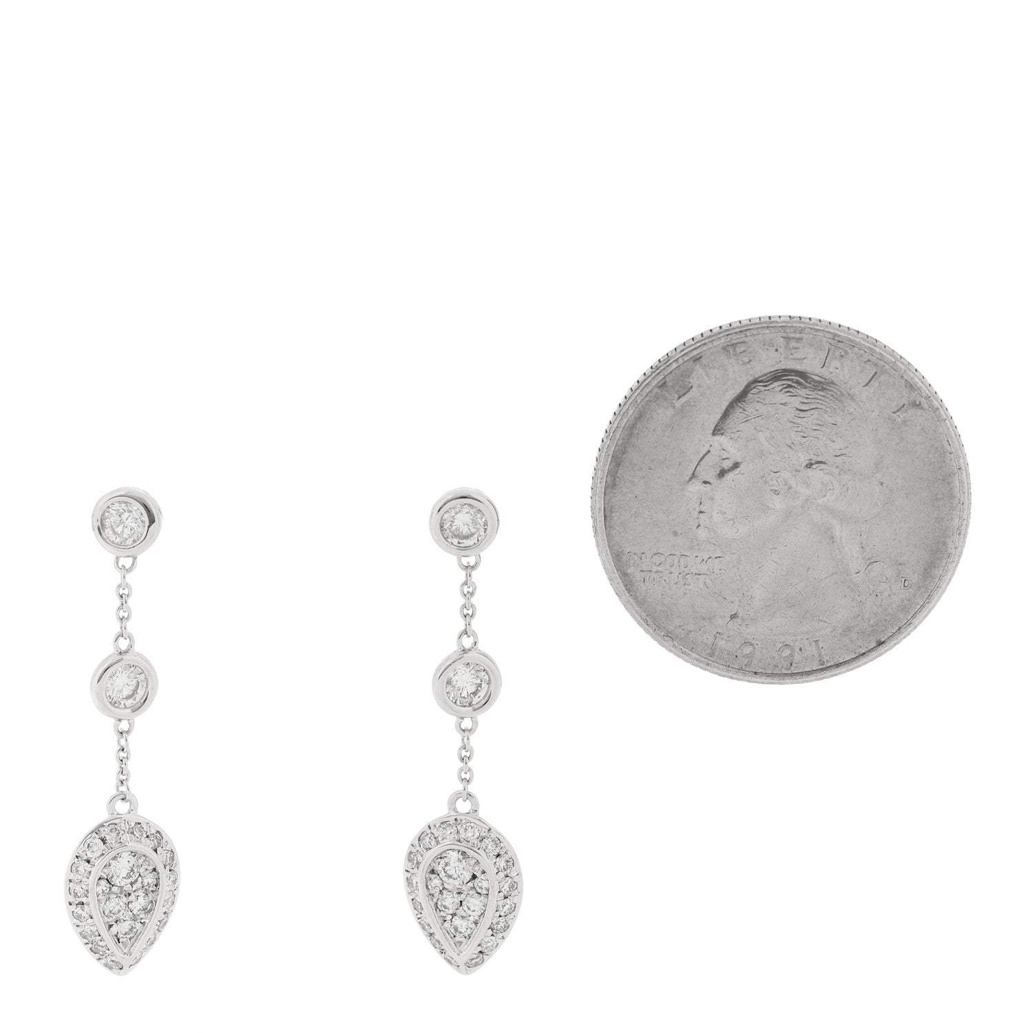 Parker & West by FASHIONPHILE 18K White Gold Diamond .80ctw Drop Earrings 2 of 5