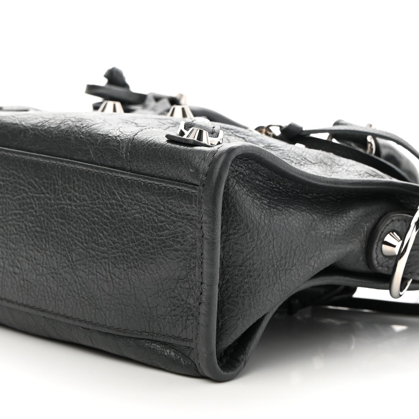 Agneau Classic Silver Hardware Mini City Gris Fossile