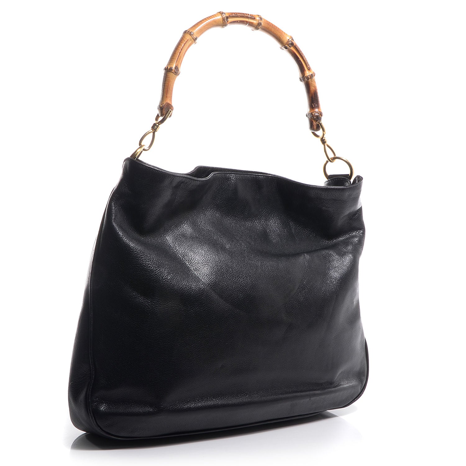 Gucci Leather Large Bamboo Handle Hobo Black 3 of 7