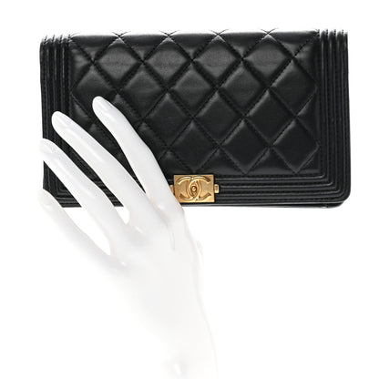 Chanel Lambskin Quilted Boy Yen Wallet Black 2 of 9