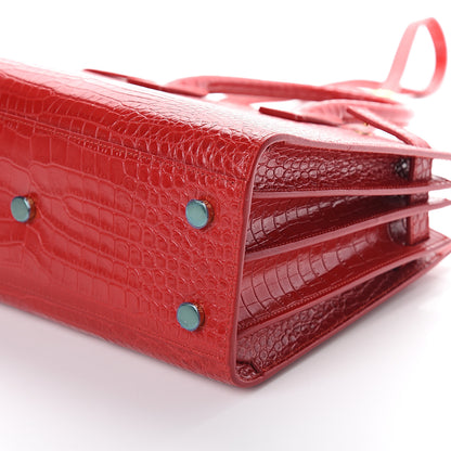 Saint Laurent Calfskin Crocodile Embossed Baby Sac De Jour Red 8 of 8