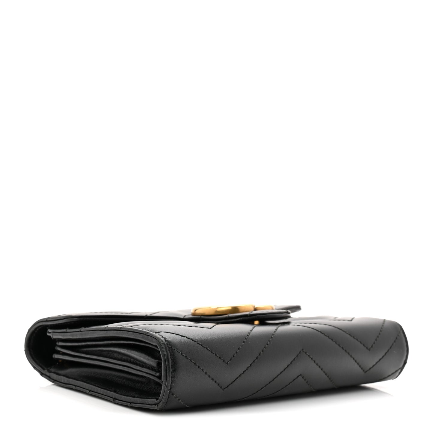 Calfskin Matelasse GG Marmont Chain Wallet Black