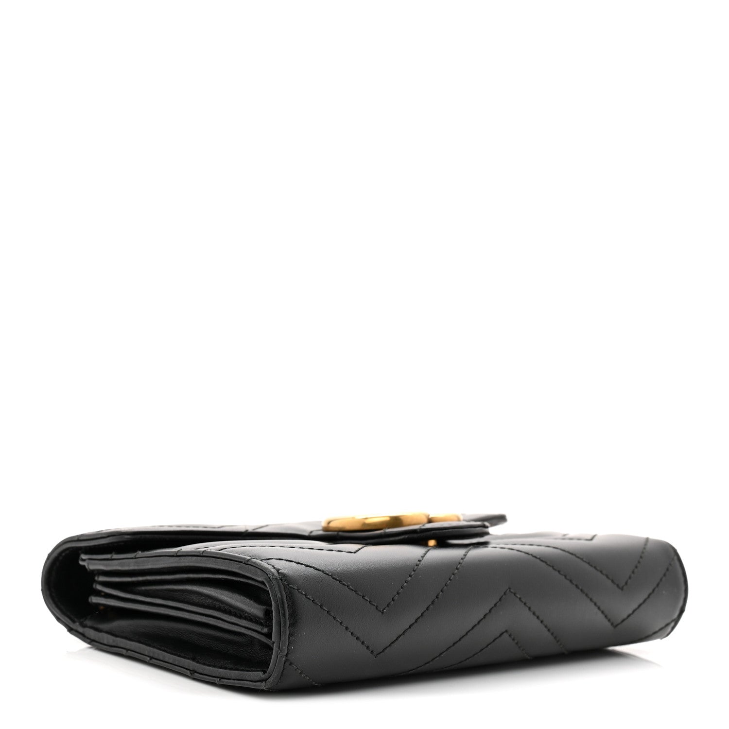 Gucci Calfskin Matelasse GG Marmont Chain Wallet Black 4 of 10
