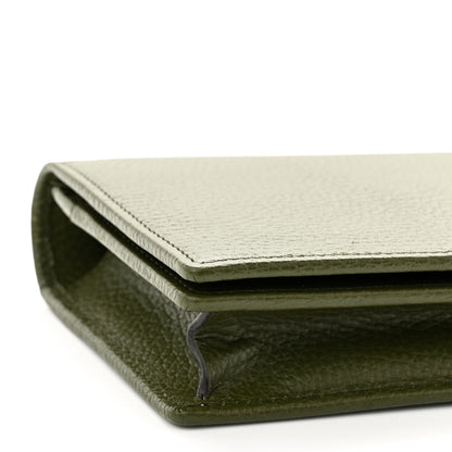 Gucci Dollar Calfskin Enamel Monochrome Mini GG Marmont Chain Wallet Military Wood 9 of 11