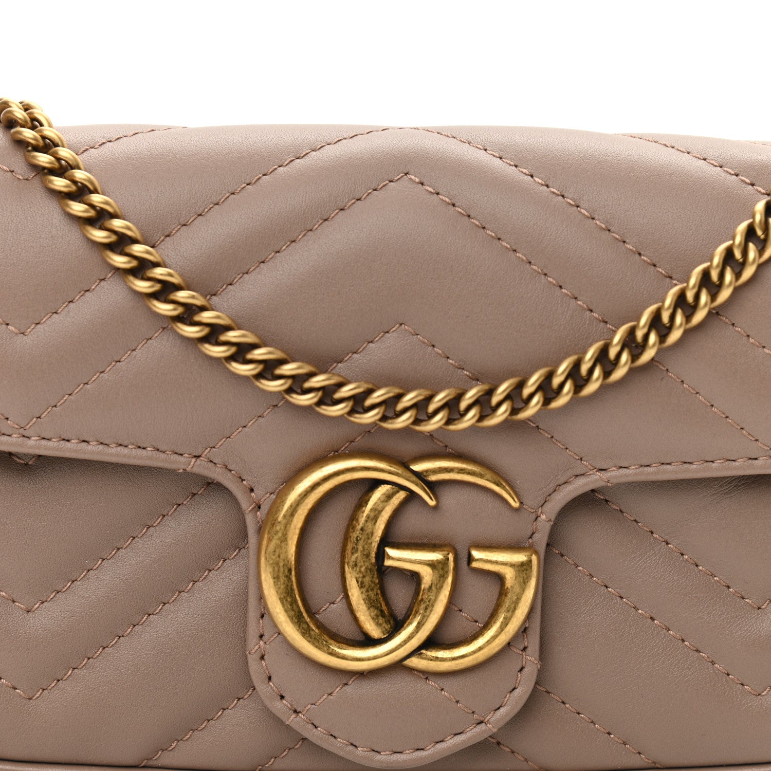 Gucci Calfskin Matelasse Super Mini GG Marmont Shoulder Bag Porcelain Rose 8 of 9