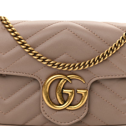 Gucci Calfskin Matelasse Super Mini GG Marmont Shoulder Bag Porcelain Rose 8 of 9