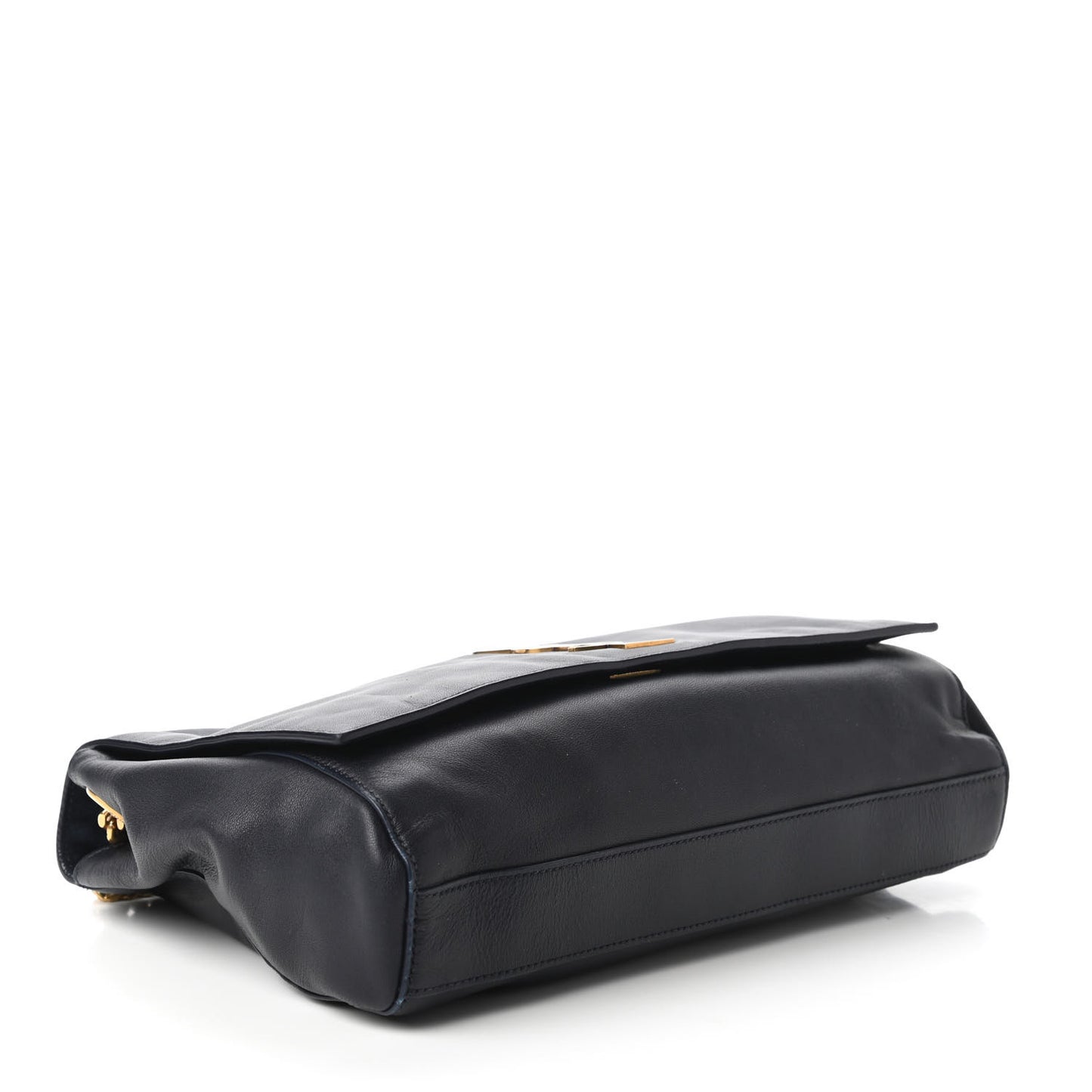 Smooth Calfskin Suede Medium Reversible Monogram Kate Satchel Navy