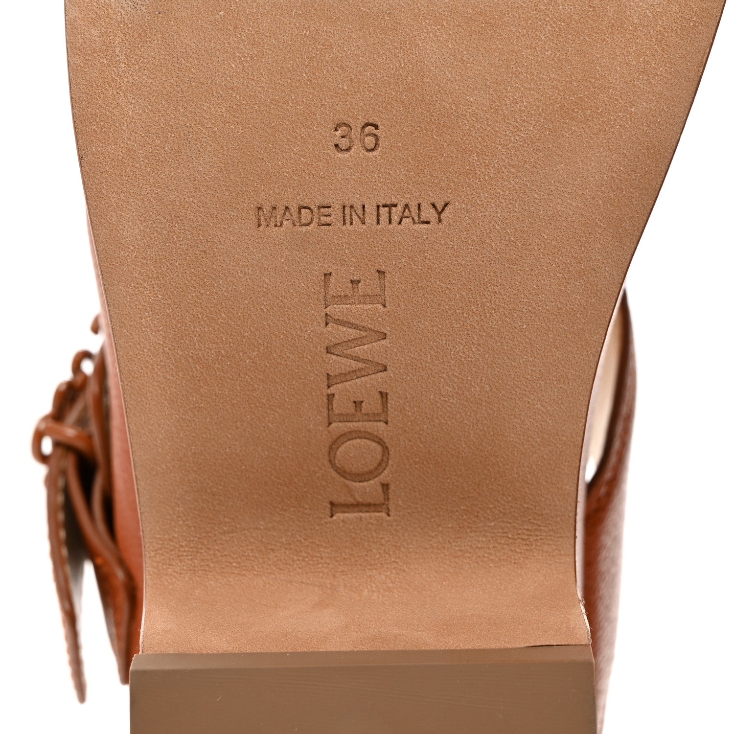 Loewe Calfskin Medallion Buckle Ease 90mm Flatform Sandal 36 Mahogany 6 of 9