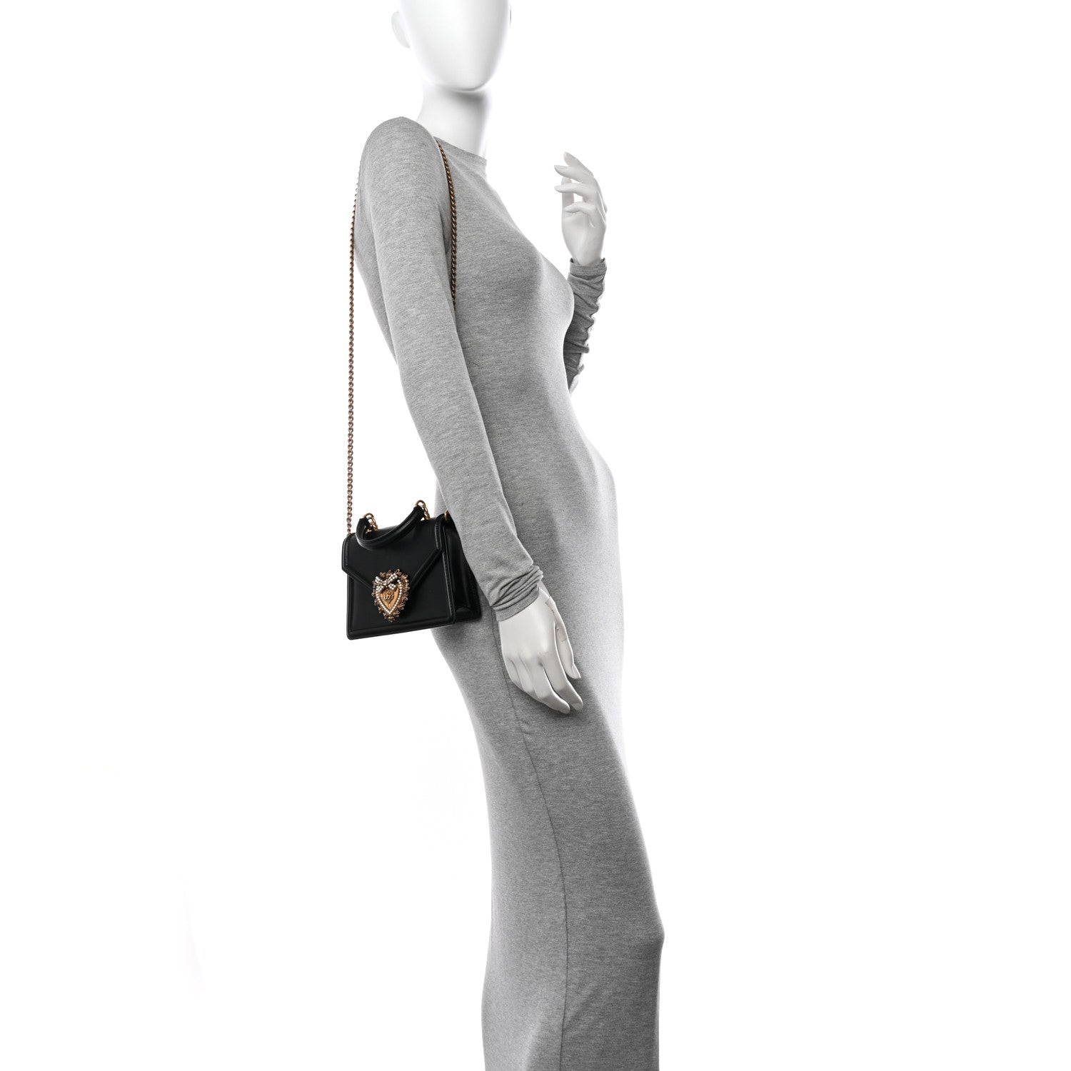 Dolce & Gabbana Smooth Calfskin Small Devotion Envelope Top Handle Bag Black 3 of 9