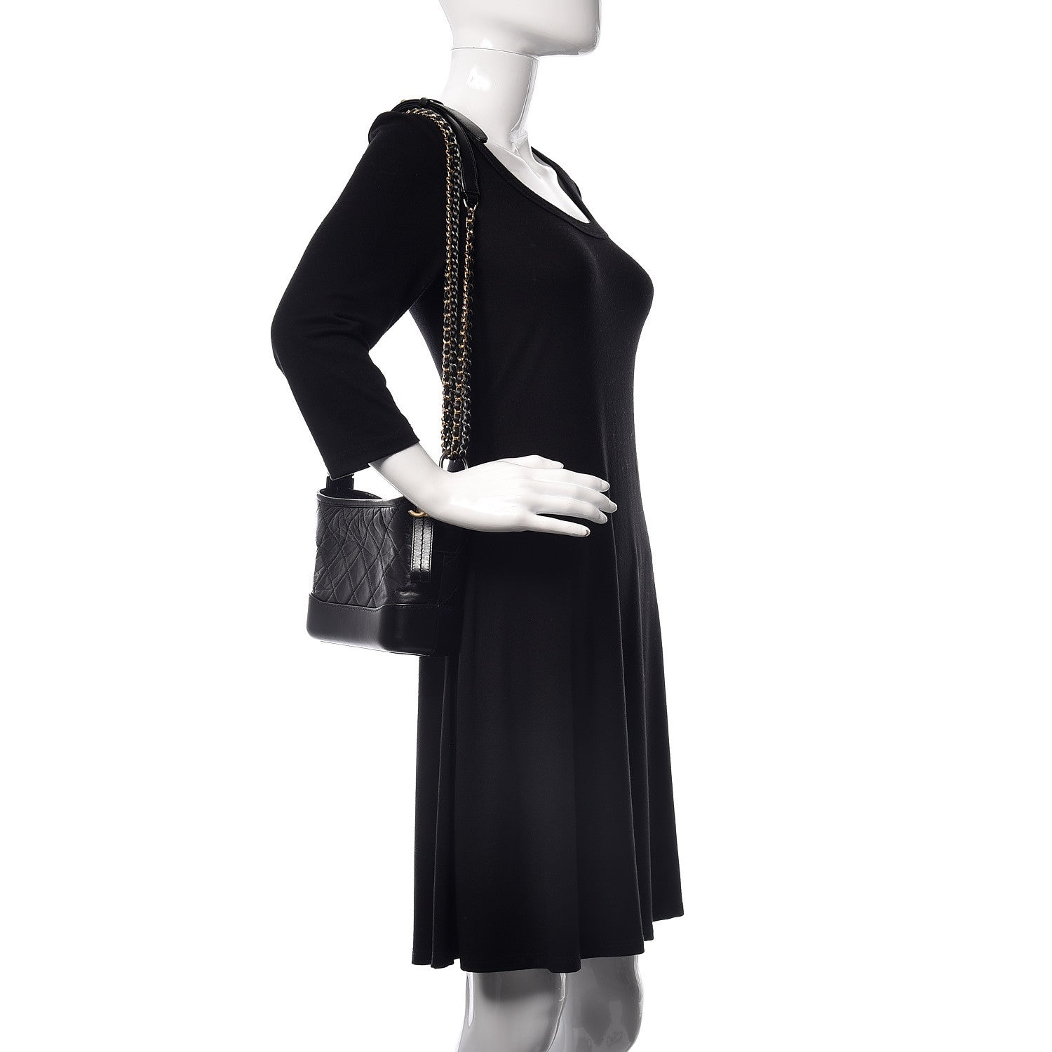Chanel Aged Calfskin Quilted Small Gabrielle Hobo Black 2 of 10