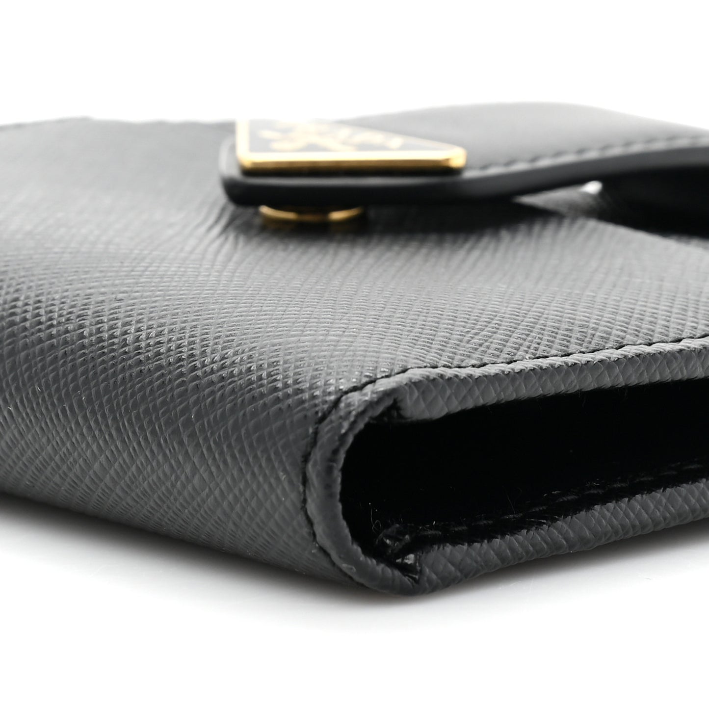 Saffiano Tab Small Triangle Compact Wallet Black