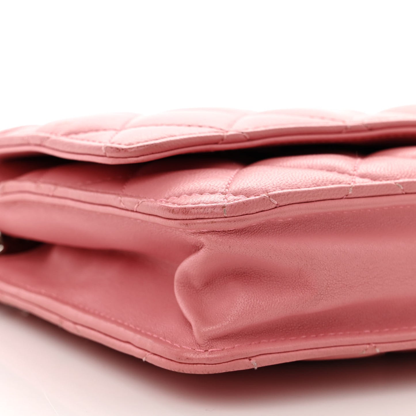 Lambskin Quilted Wallet On Chain WOC Pink