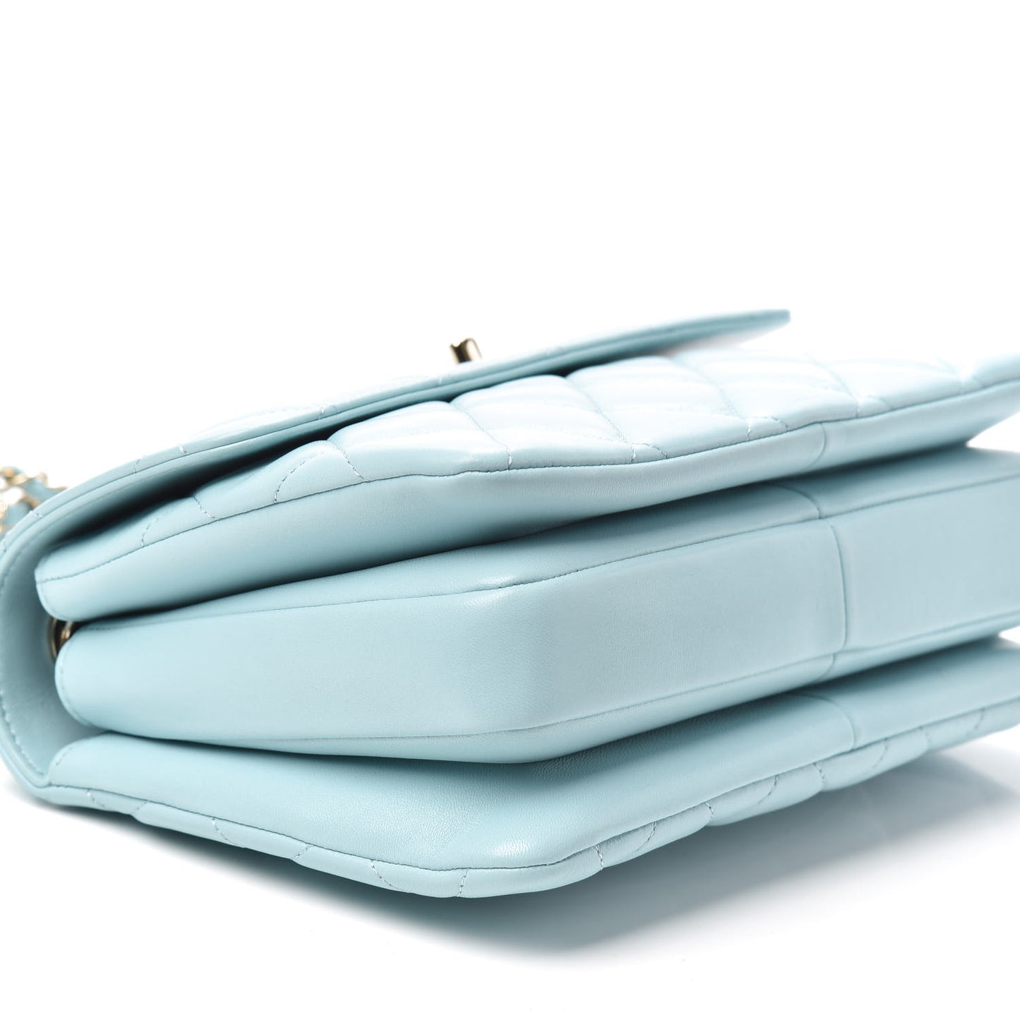 Lambskin Quilted Small Trendy CC Flap Dual Handle Bag Light Blue