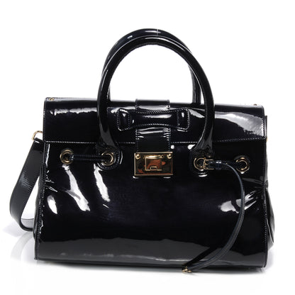 Jimmy Choo Patent Large Rosalie Satchel Navy 1 of 8