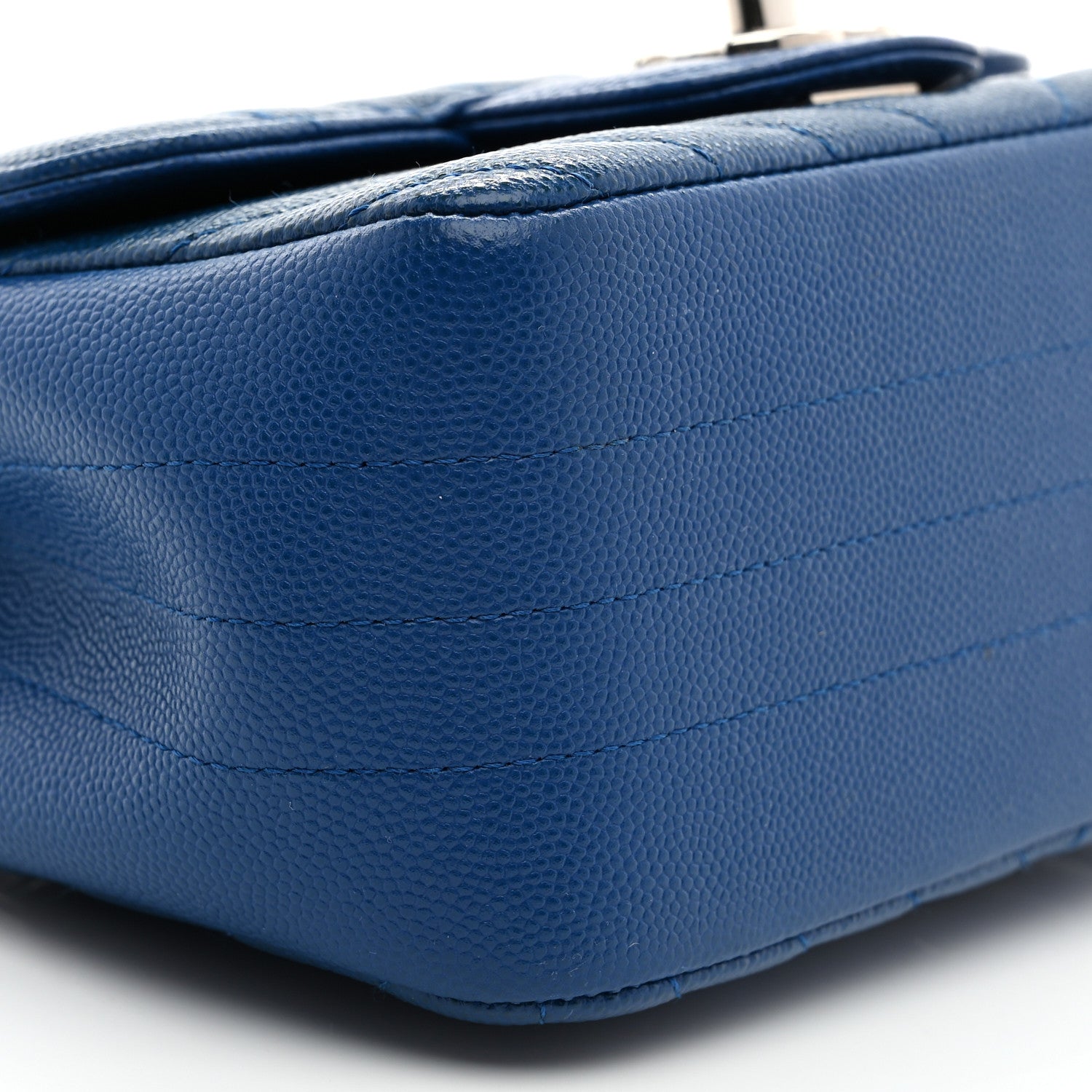 Chanel Caviar Chevron Quilted Mini Square Flap Blue 9 of 10