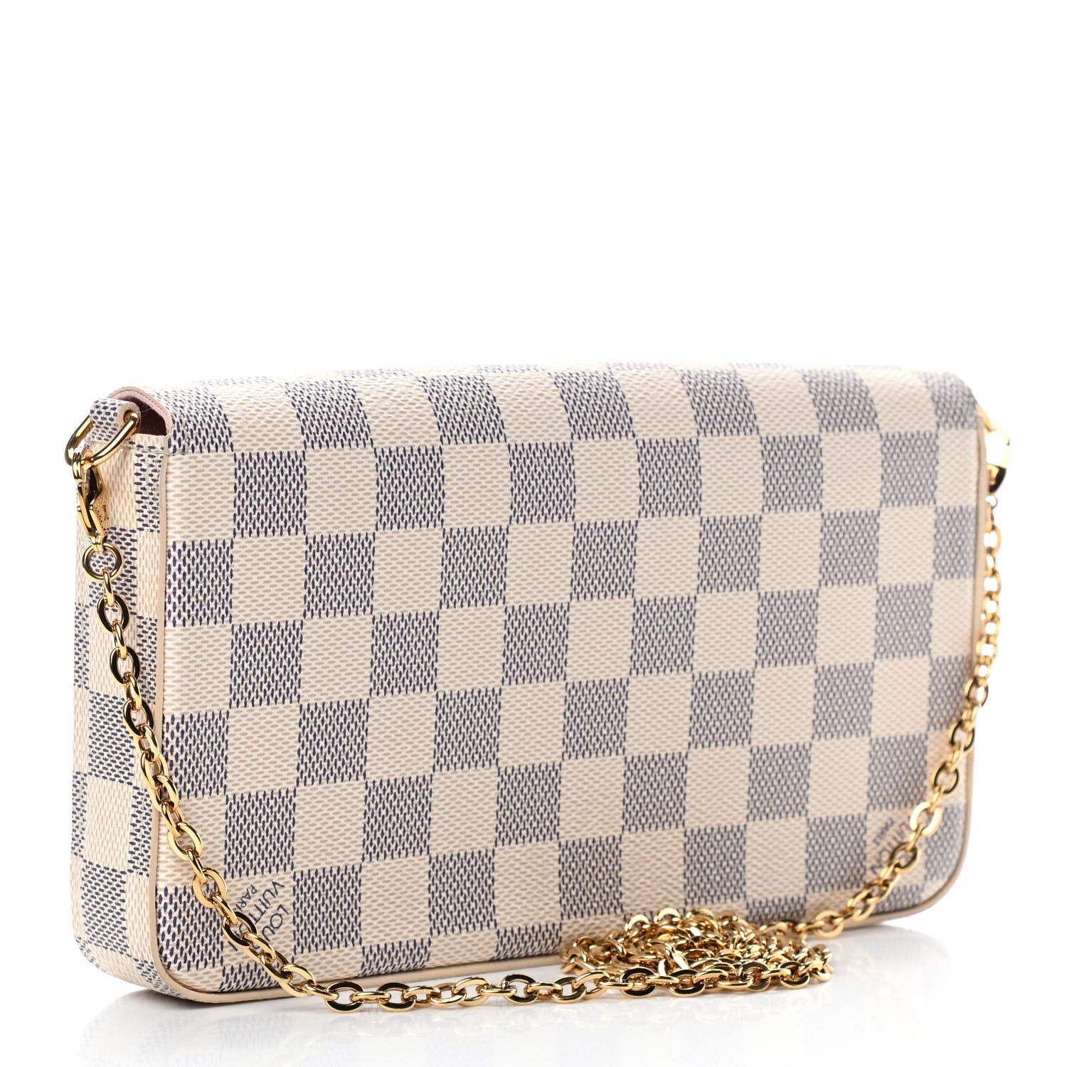 Louis Vuitton Damier Azur Pochette Felicie Chain Wallet Rose Ballerine 3 of 5