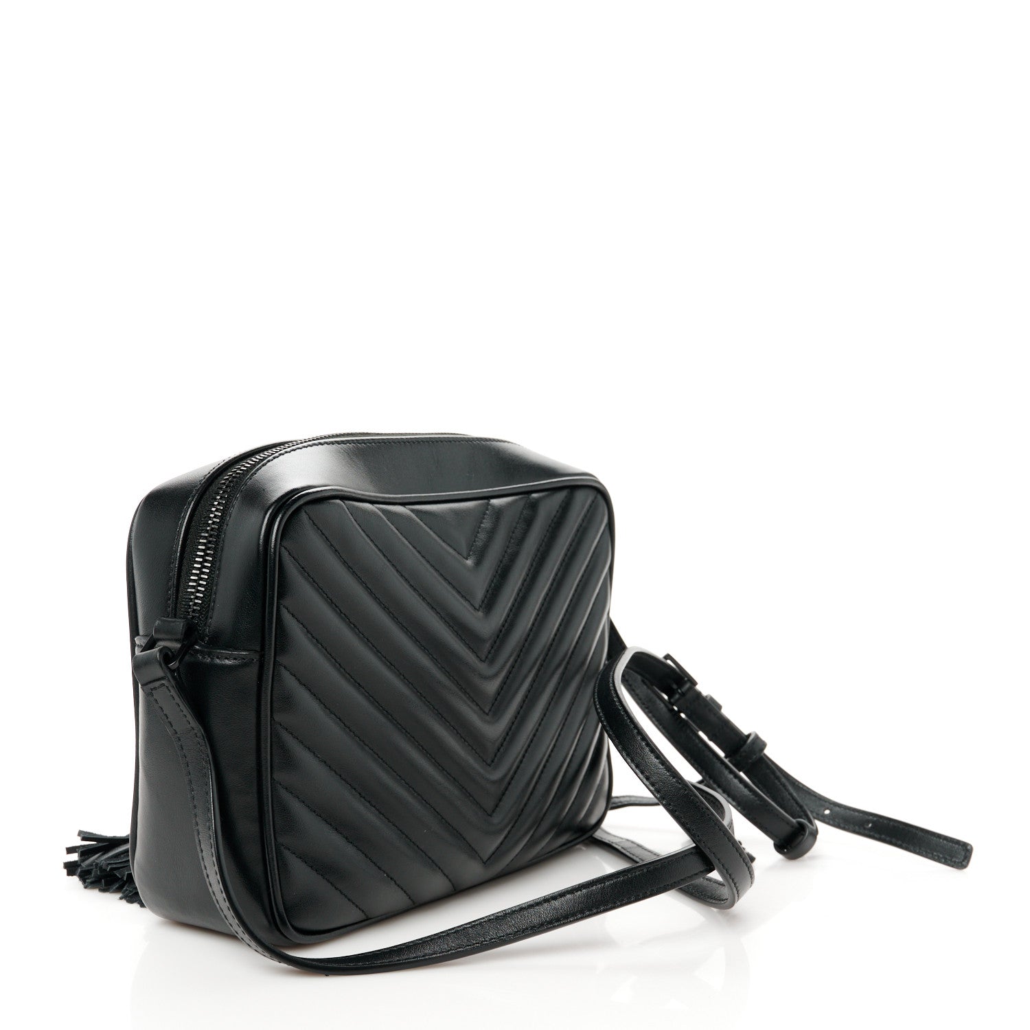 Saint Laurent Calfskin Matelasse Monogram Monochrome Lou Camera Bag Black 3 of 10
