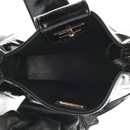 Chanel Patent Mademoiselle Lock Convertible Wrist Clutch Bag Black 6 of 8