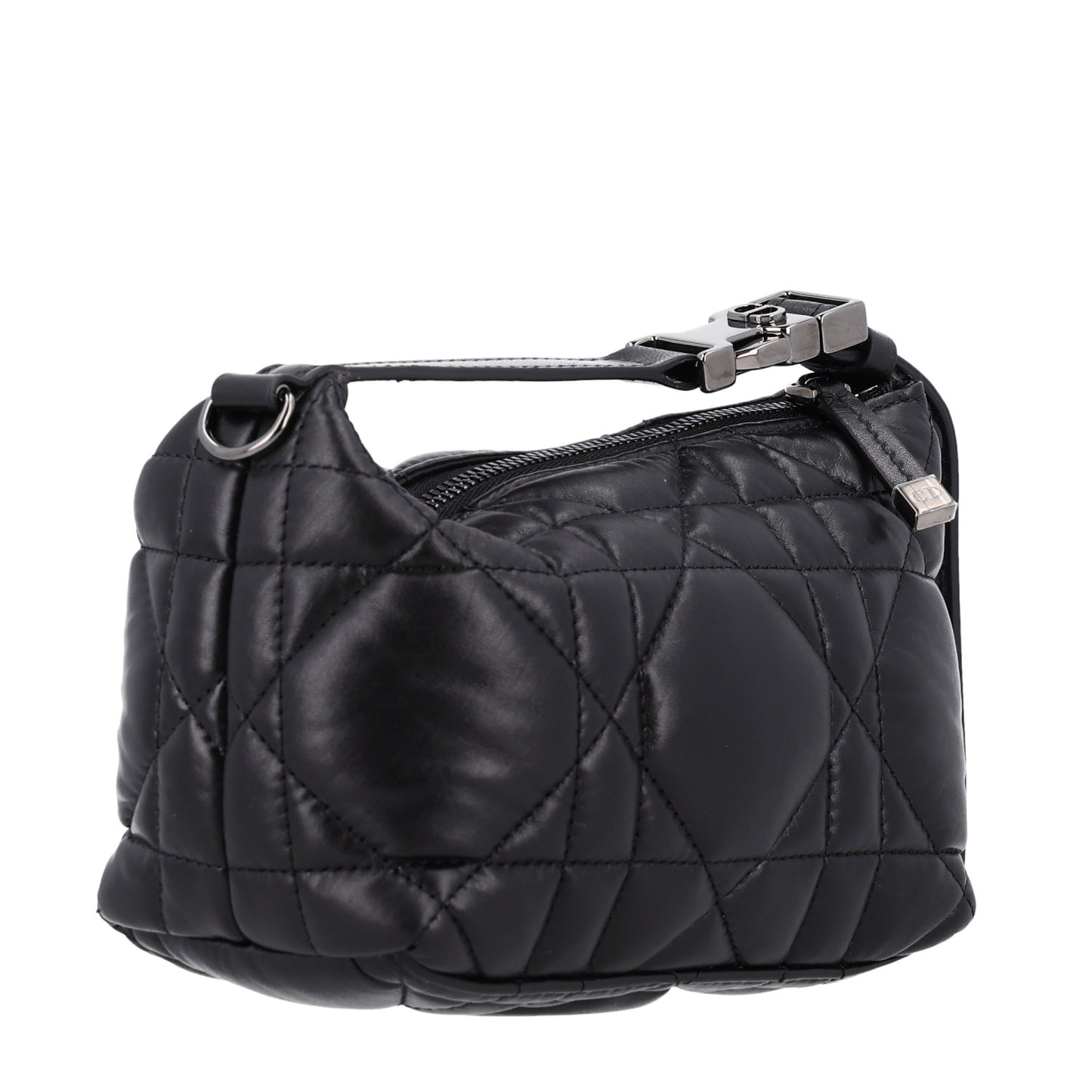 Calfskin Macrocannage Small Diortravel Nomad Pouch Black