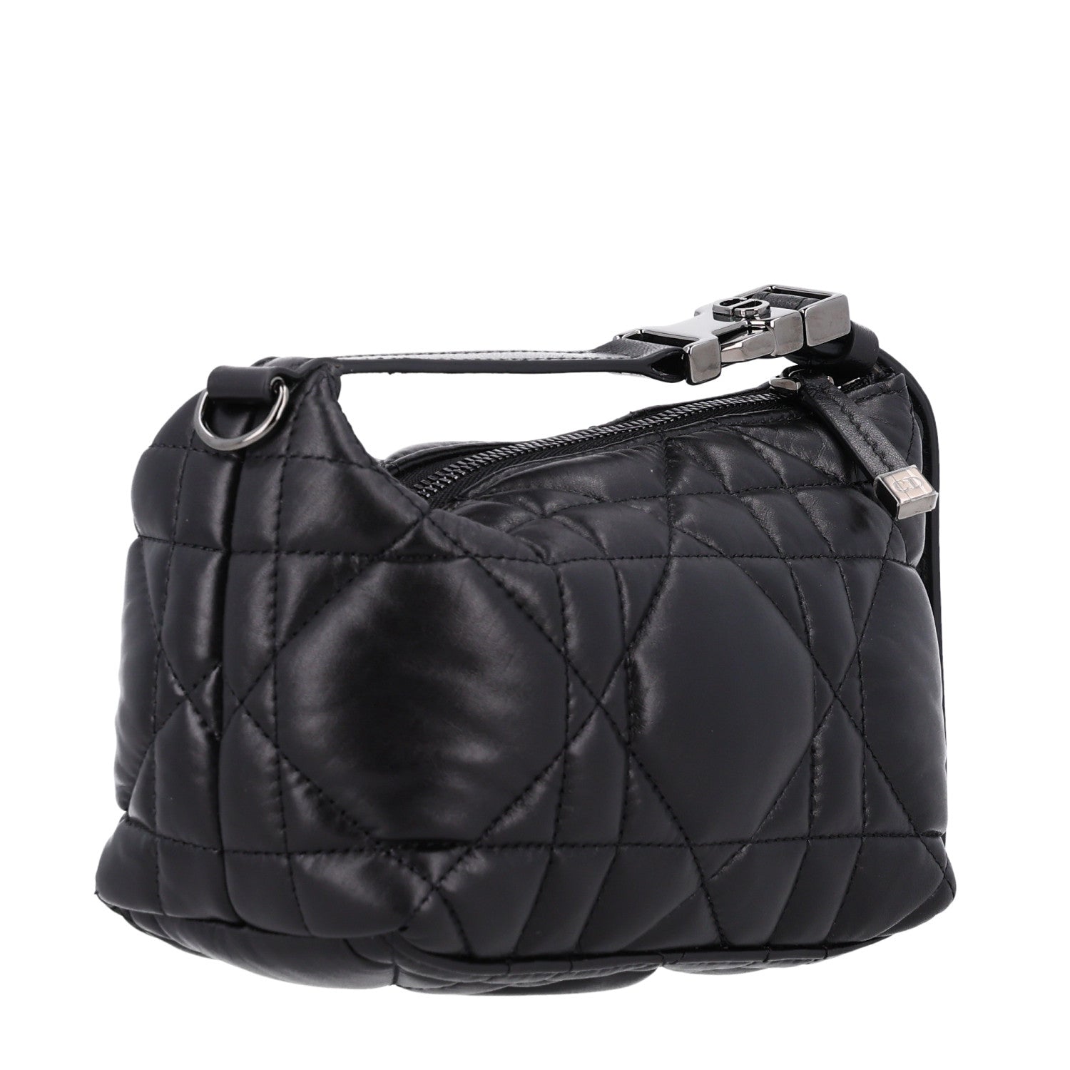 Christian Dior Calfskin Macrocannage Small Diortravel Nomad Pouch Black 2 of 9