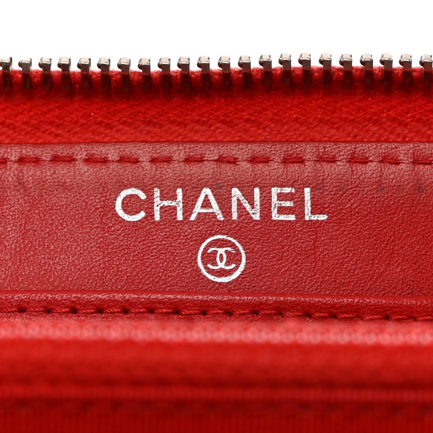 Patent Quilted Double Stitched Zip Around Wallet Red