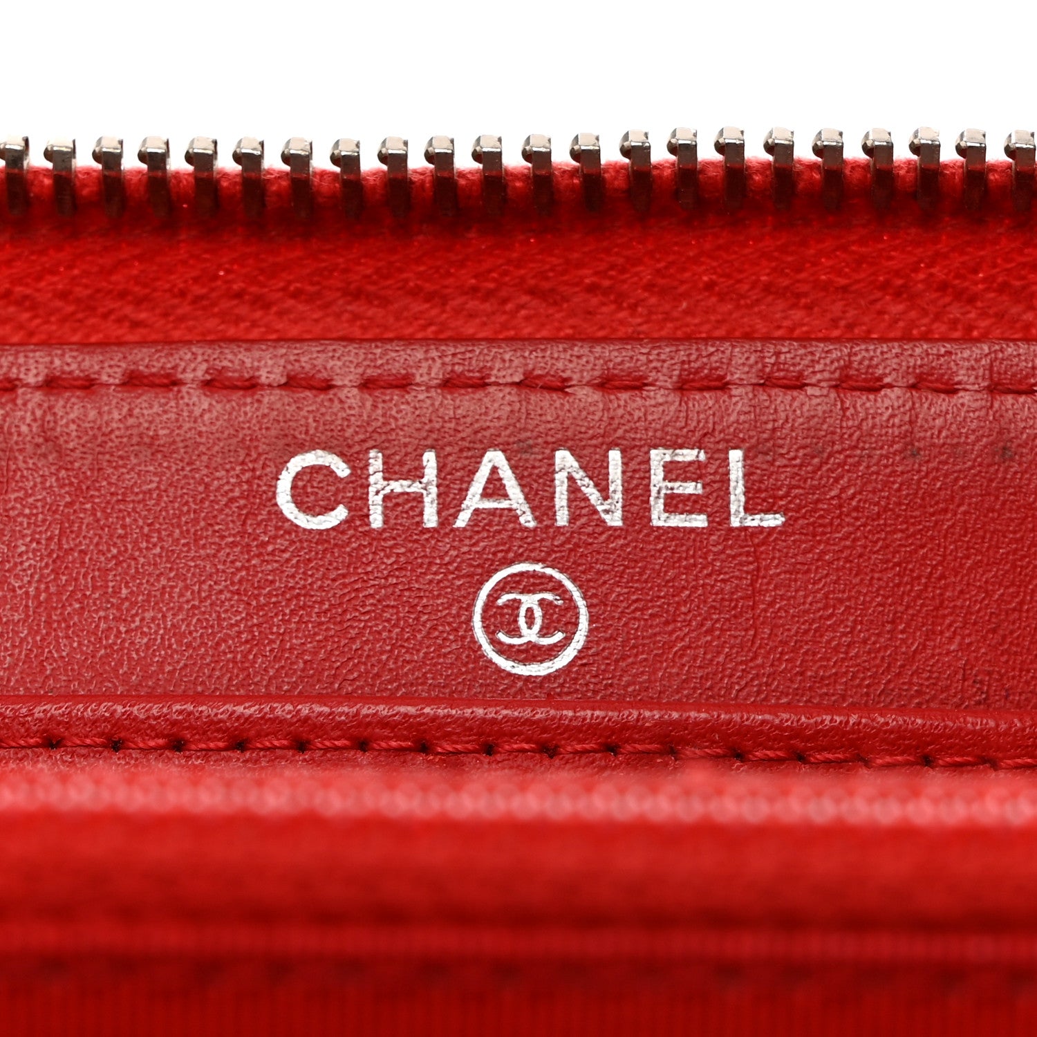 Chanel Patent Quilted Double Stitched Zip Around Wallet Red 6 of 12