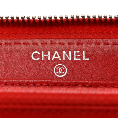 Chanel Patent Quilted Double Stitched Zip Around Wallet Red 6 of 12