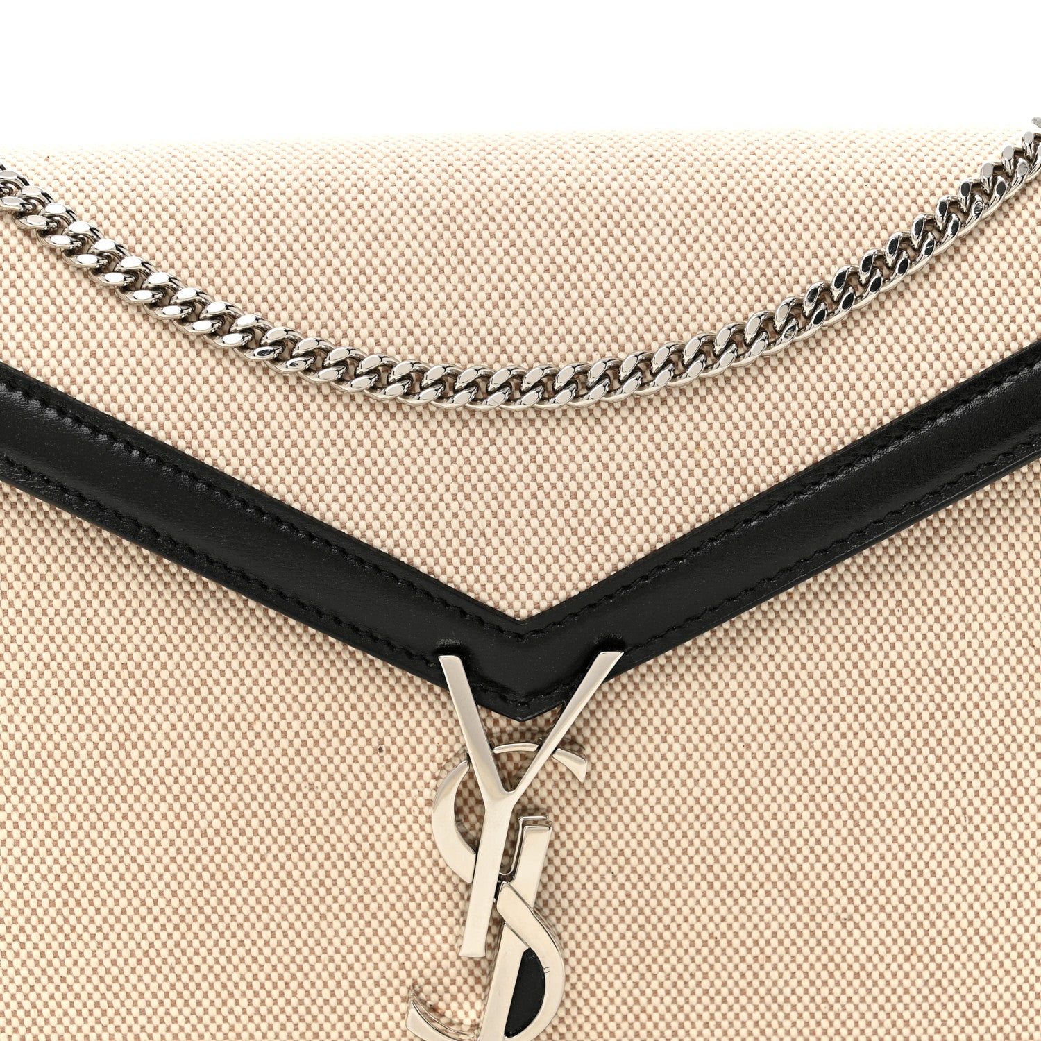 Saint Laurent Canvas Calfskin Classic Monogram Cassandra Natural Black 8 of 10