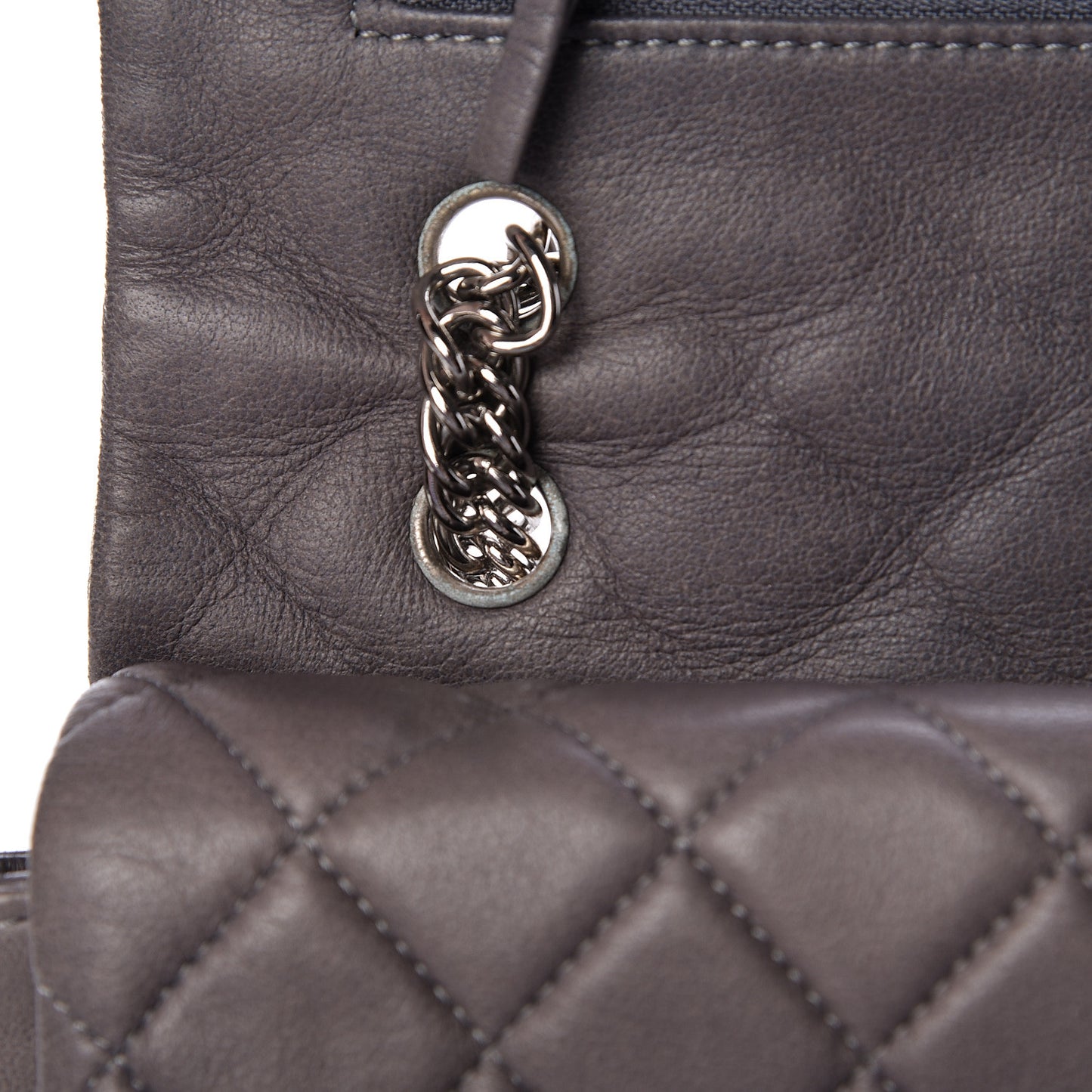 Lambskin Quilted Medium Double Flap Bijoux Chain Grey