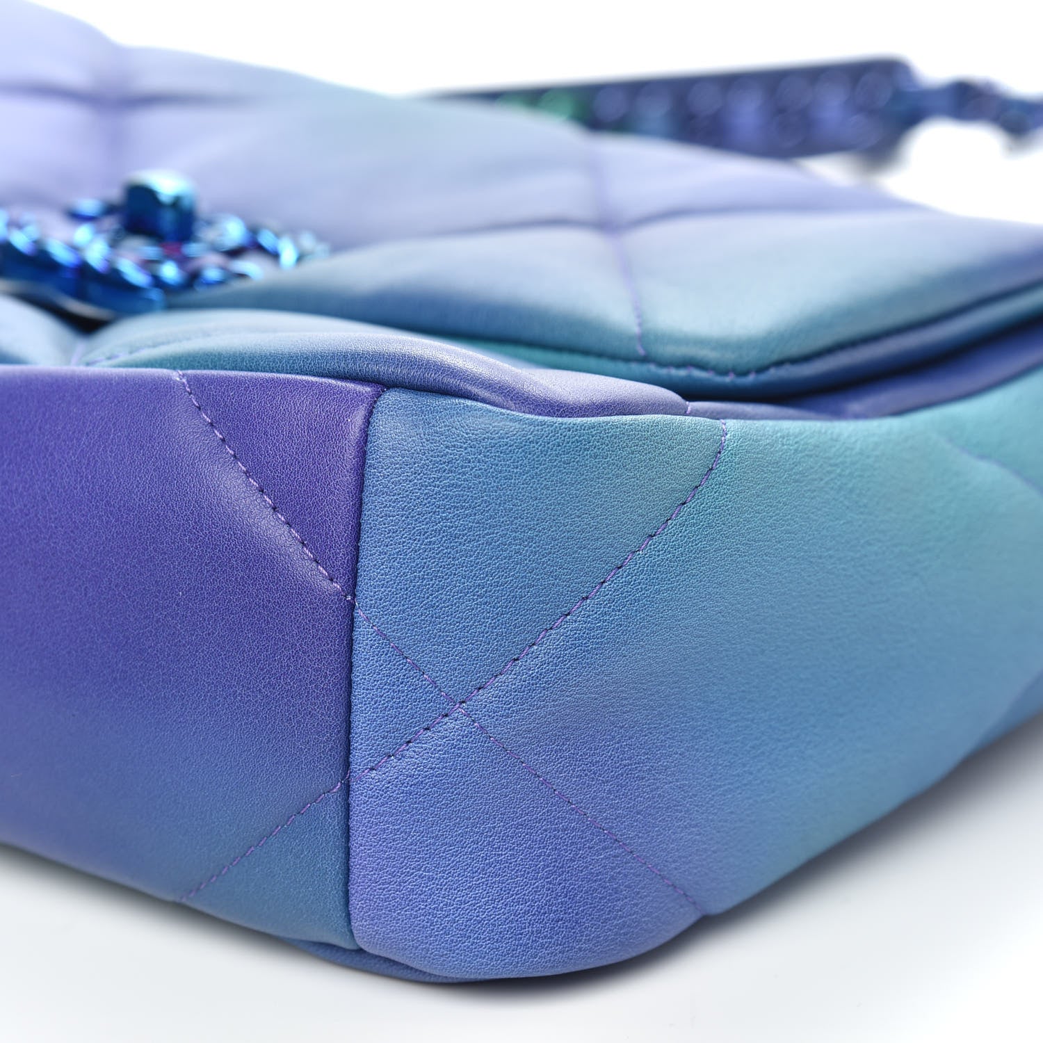 Chanel Tie Dye Calfskin Quilted Medium Chanel 19 Flap Blue Purple 9 of 11