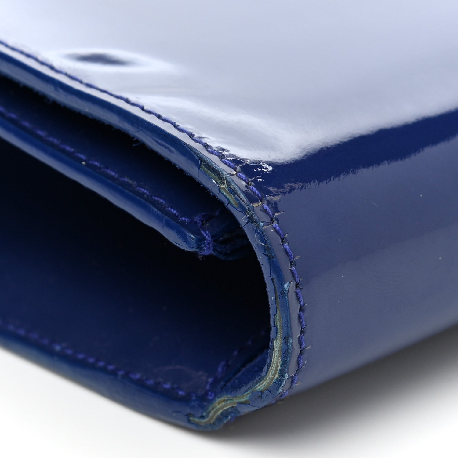 Saint Laurent Patent Calfskin Monogram Large Belle De Jour Clutch Royal Blue 9 of 10