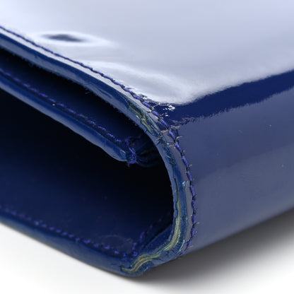 Saint Laurent Patent Calfskin Monogram Large Belle De Jour Clutch Royal Blue 9 of 10
