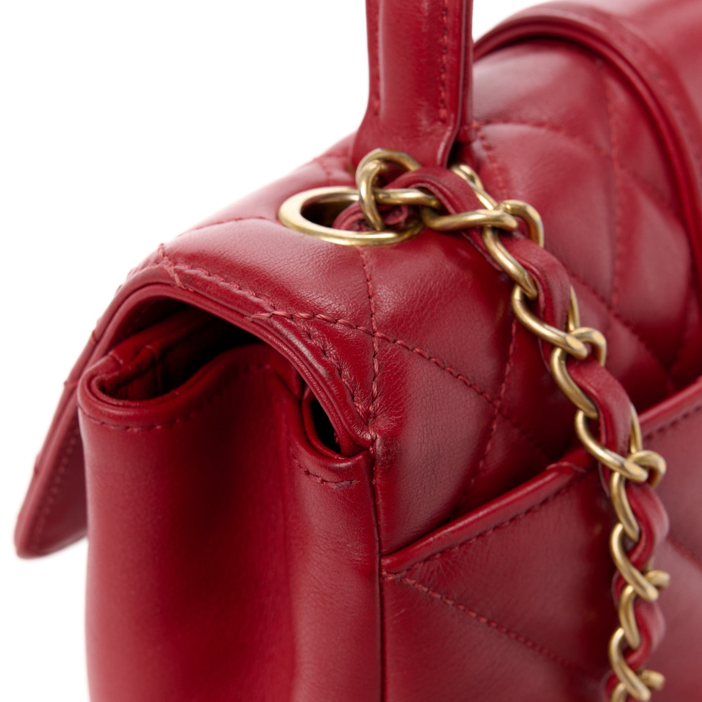 Calfskin Quilted Chevron In The City Bag Red