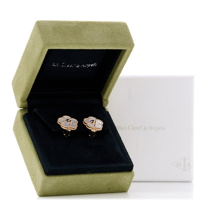 Van Cleef & Arpels 18K Rose Gold Mother of Pearl Lucky Springs Plum Blossom Earrings 6 of 6