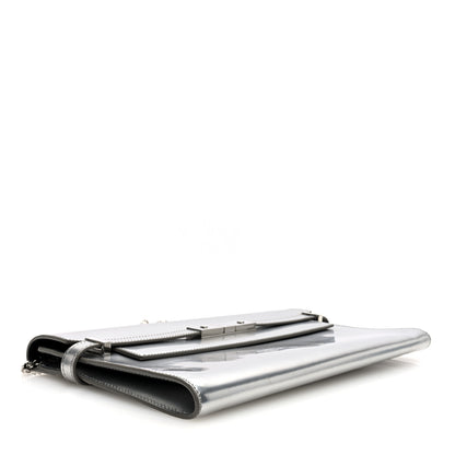 Saint Laurent Metallic Calfskin Manhattan Chain Clutch Metal Argento 4 of 9