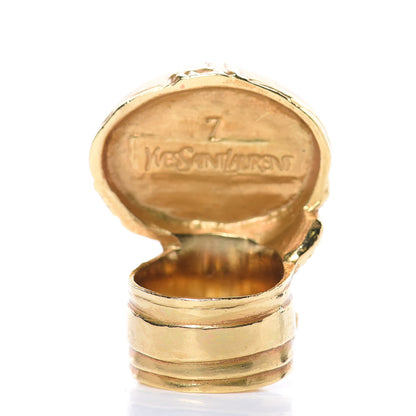 Saint Laurent Glass Cabochon Arty Ovale Ring 7 Gold Coral 3 of 5