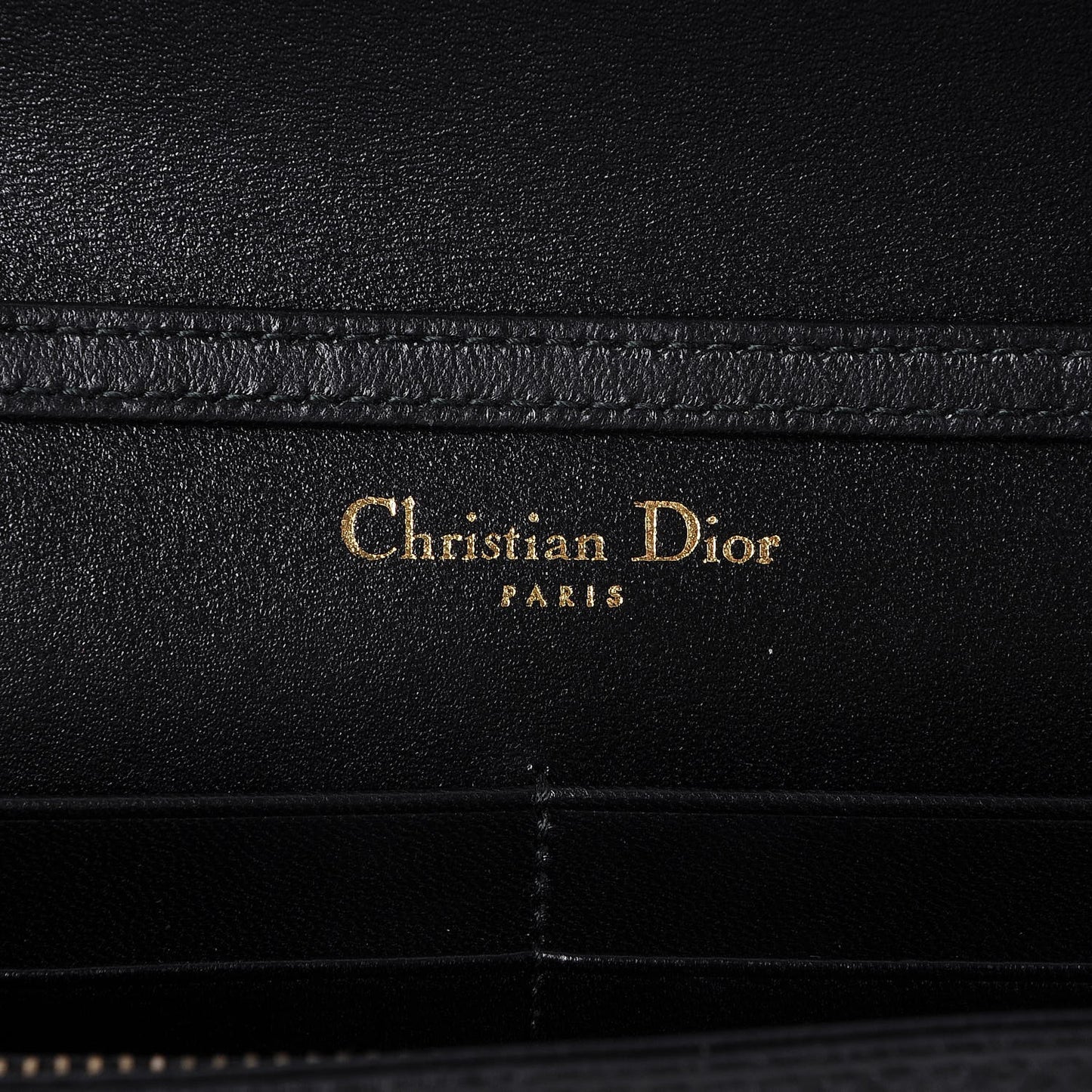 Grained Calfskin Diorama Wallet on Chain Pouch Black
