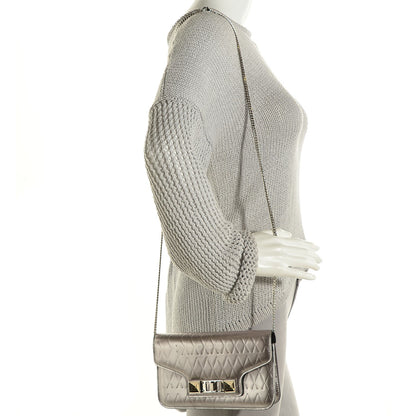 Proenza Schouler Embossed Patent Calfskin Crosshatch PS11 Chain Wallet Silver 2 of 7
