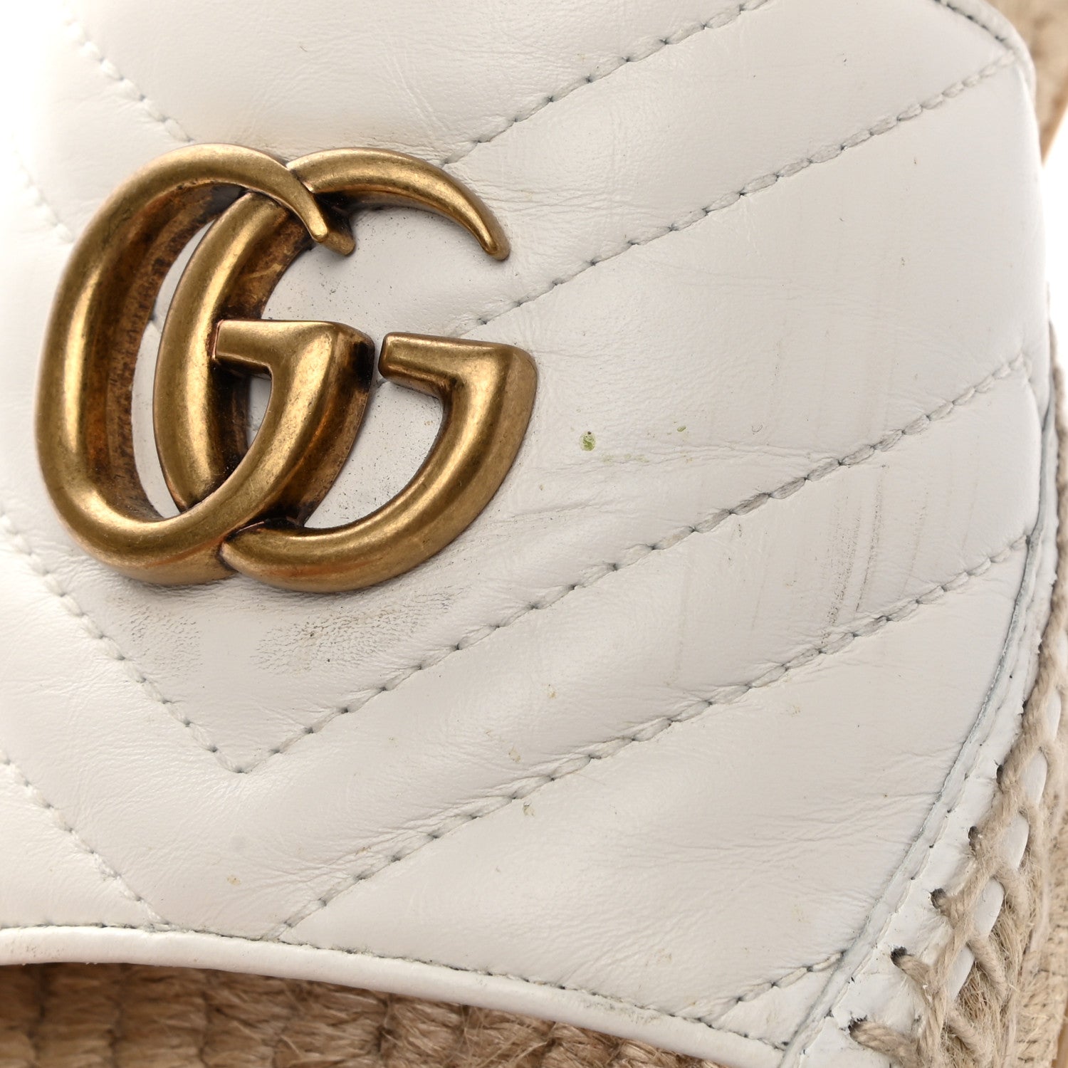 Gucci Nappa Matelasse GG Marmont Espadrille Slide Sandals 37 Great White 10 of 13