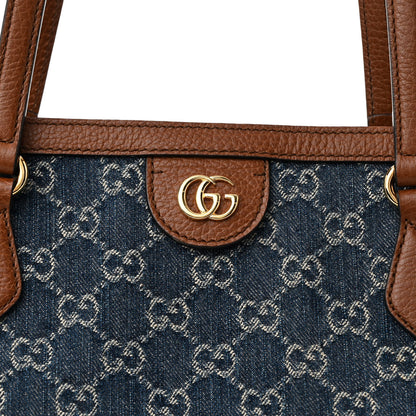 Gucci New Denim GG Monogram Medium Ophidia Shopping Tote Blue Tea Cuir 8 of 13