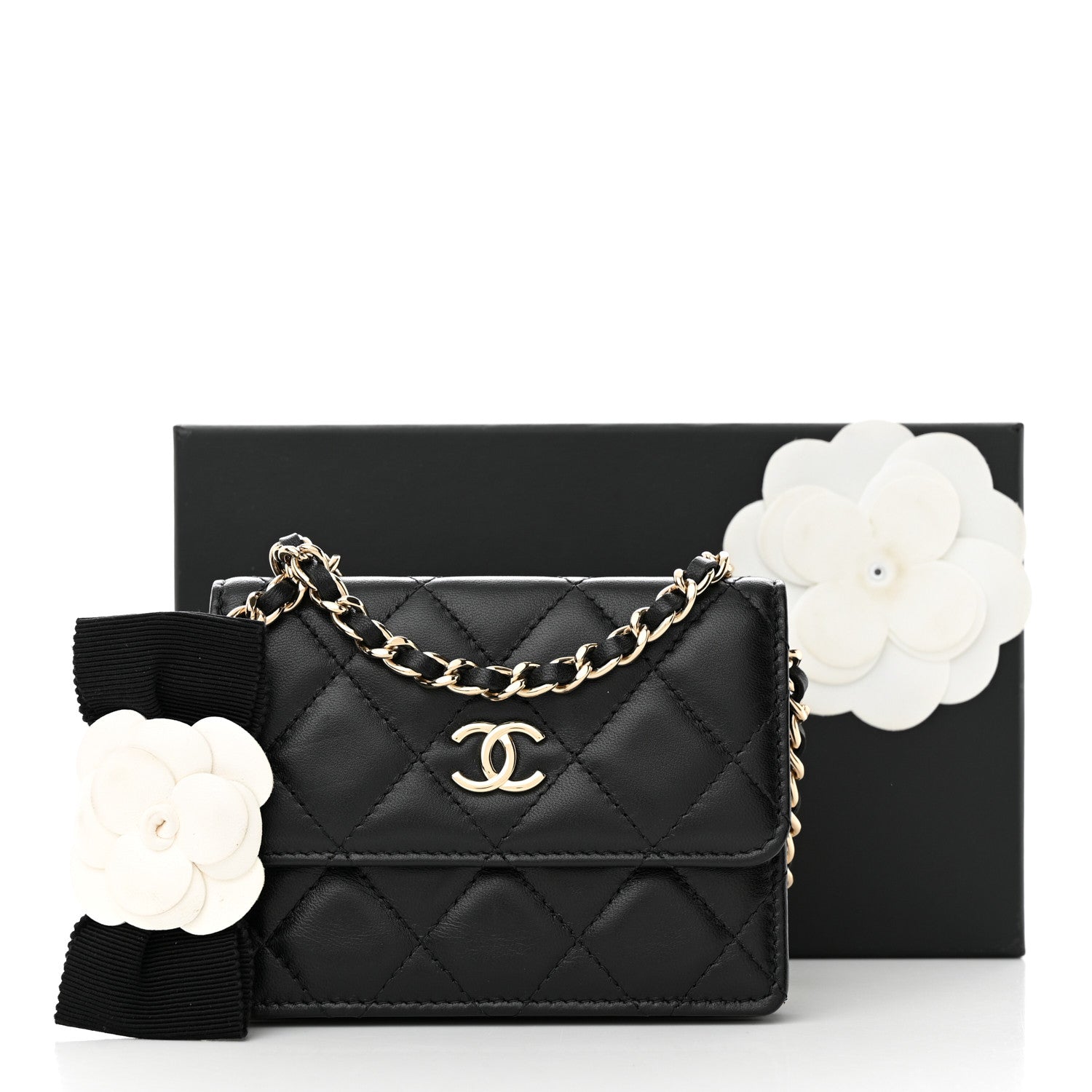 Chanel Lambskin Quilted My Chanel Lady Card Holder On Chain Black 12 of 12